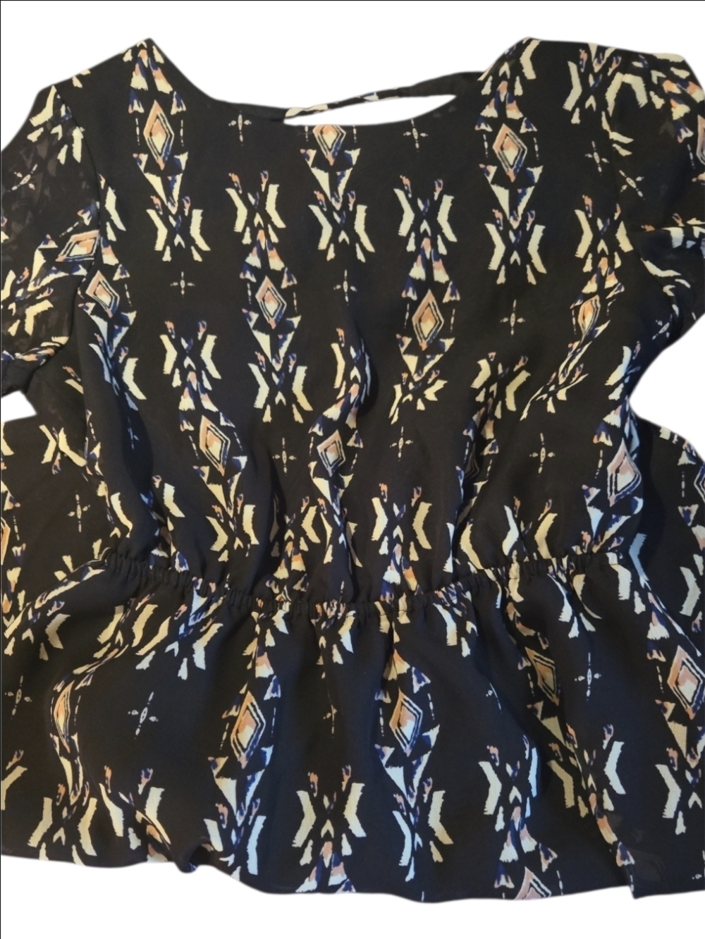 Forever 21 Navy Printed Short Sleeve Mini Dress-Size SM EUC - Picture 2 of 5